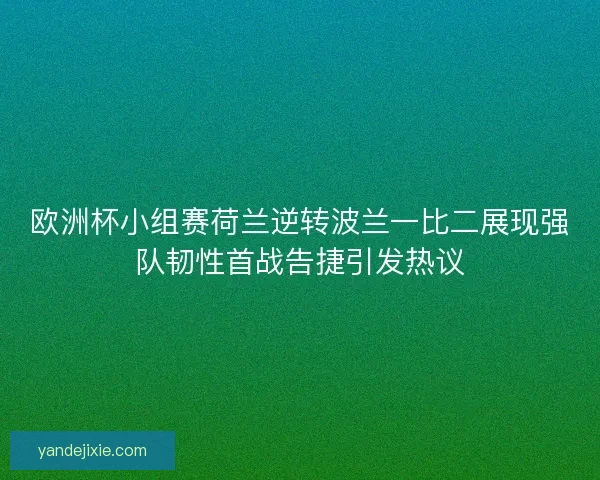 欧洲杯小组赛荷兰逆转波兰一比二展现强队韧性首战告捷引发热议